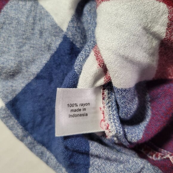 Lane Bryant Women Red/Blue/White  Plaid Rayon Long Sleeve Tunic Top Size 20 - Picture 3 of 8